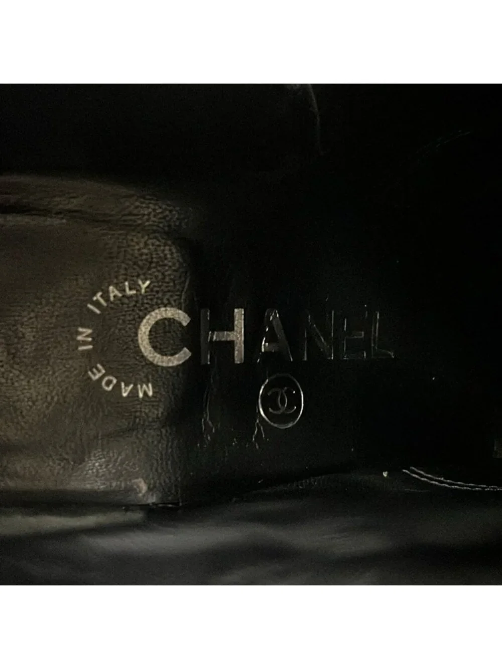 Chanel Short Boots Black Chain Wedge Sole Lambskin
